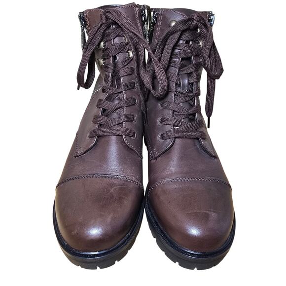 Blondo Mady Leather Brown Zip and Lace up Boots Combat Womens 7.5 Msrp $150 - Picture 7 of 12
